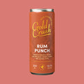 Gold Crush Rum Punch can on a pink background